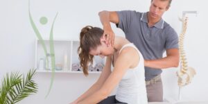 Upper cervical chiropractor correcting head-neck alignment for patient